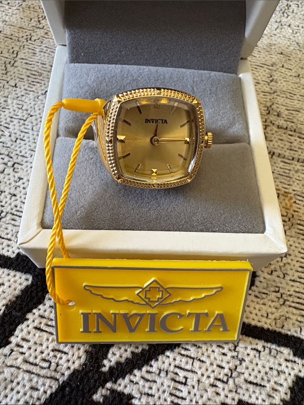 Invicta Angel Gold Square Dial Watch with Yellow Tag New